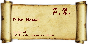 Puhr Noémi névjegykártya